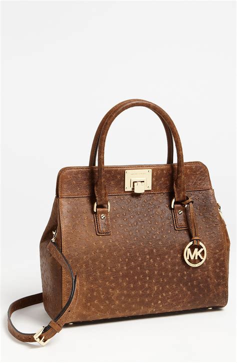 michael kors ostrich embossed leather astrid|Michael Kors Astrid Mocha Ostrich Embossed Leather Large.